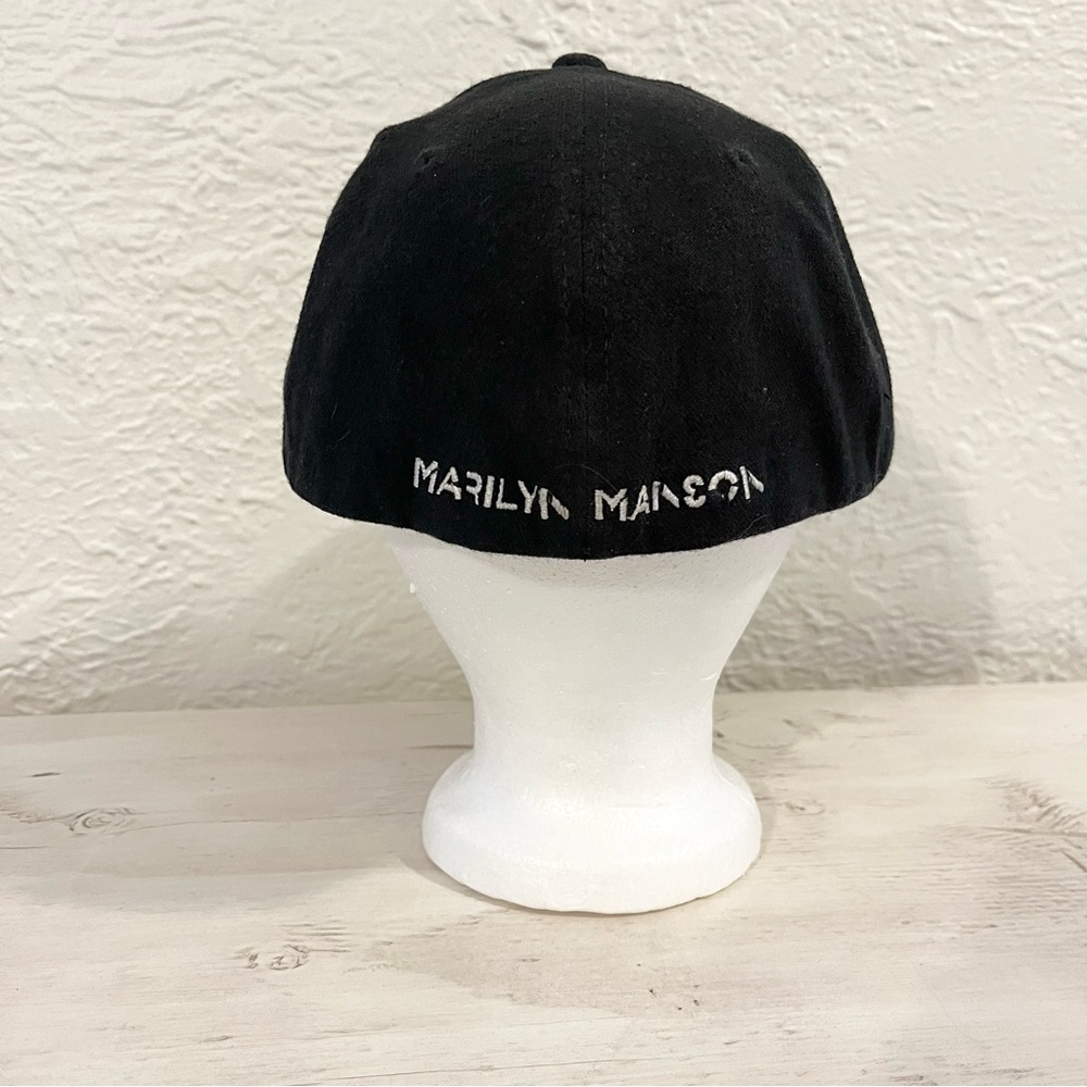 Vintage Marilyn Manson Hat Y2K 2000s Black Double Cross Medium Large - Picture 9 of 12